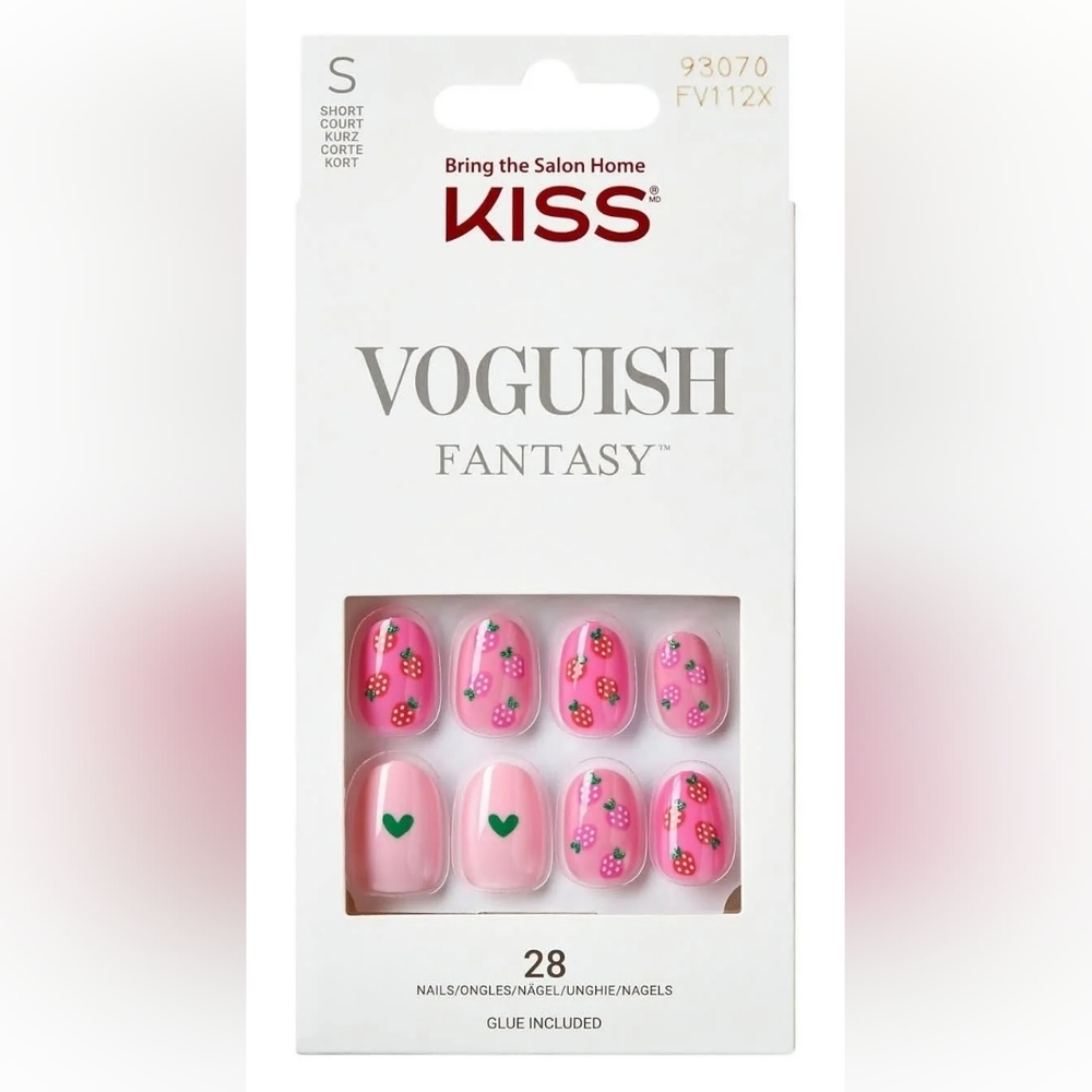 Kiss Voguish Fantasy Nails in Strawberry•Short Nails•28 Nails plus glue!